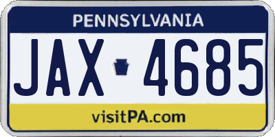 PA license plate JAX4685