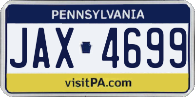 PA license plate JAX4699