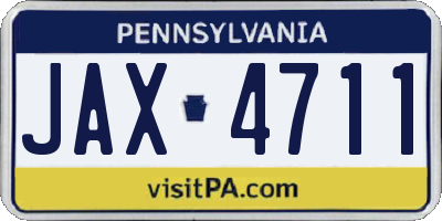 PA license plate JAX4711