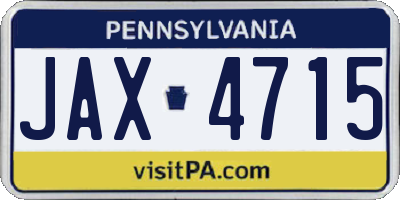 PA license plate JAX4715