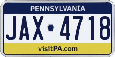 PA license plate JAX4718