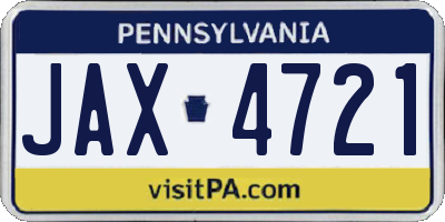 PA license plate JAX4721