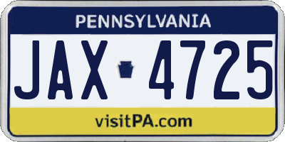 PA license plate JAX4725