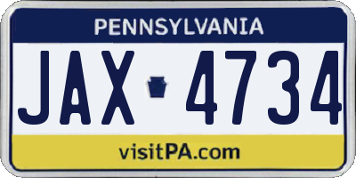 PA license plate JAX4734