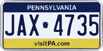 PA license plate JAX4735