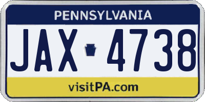 PA license plate JAX4738