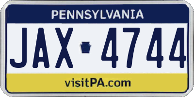 PA license plate JAX4744