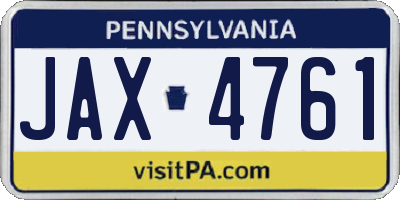 PA license plate JAX4761