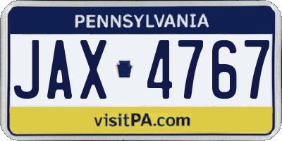 PA license plate JAX4767