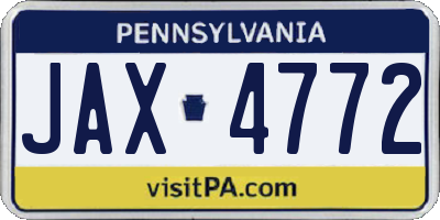 PA license plate JAX4772