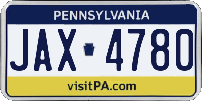 PA license plate JAX4780