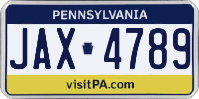 PA license plate JAX4789