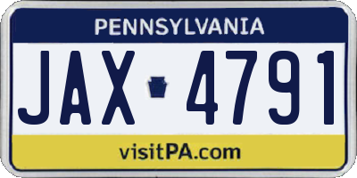 PA license plate JAX4791