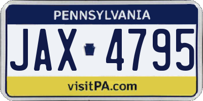 PA license plate JAX4795