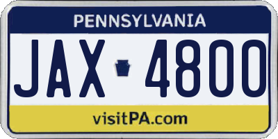 PA license plate JAX4800
