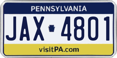 PA license plate JAX4801