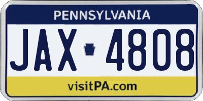 PA license plate JAX4808