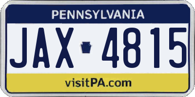 PA license plate JAX4815