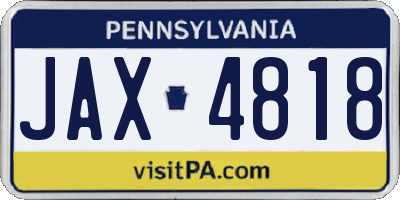 PA license plate JAX4818