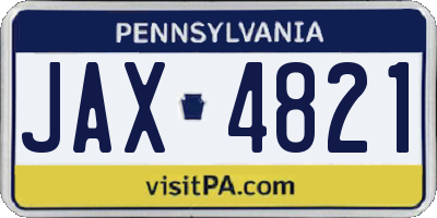 PA license plate JAX4821