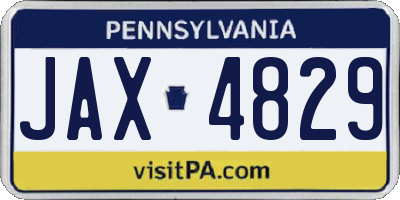 PA license plate JAX4829