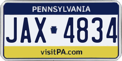 PA license plate JAX4834