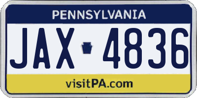 PA license plate JAX4836