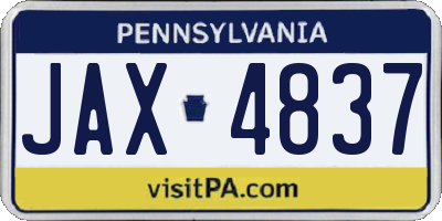PA license plate JAX4837