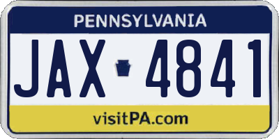 PA license plate JAX4841