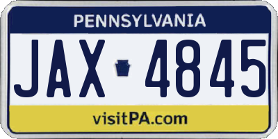 PA license plate JAX4845