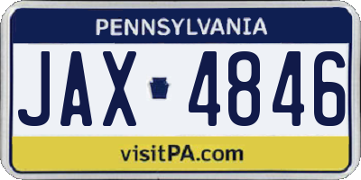 PA license plate JAX4846
