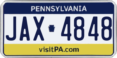 PA license plate JAX4848