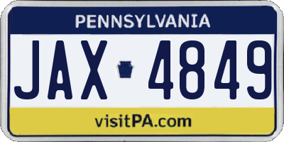 PA license plate JAX4849