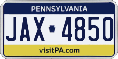 PA license plate JAX4850