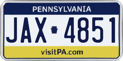 PA license plate JAX4851