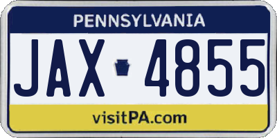 PA license plate JAX4855