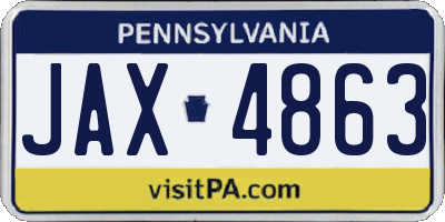 PA license plate JAX4863