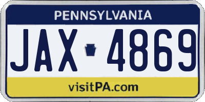 PA license plate JAX4869
