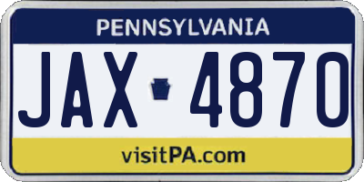 PA license plate JAX4870
