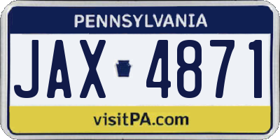 PA license plate JAX4871