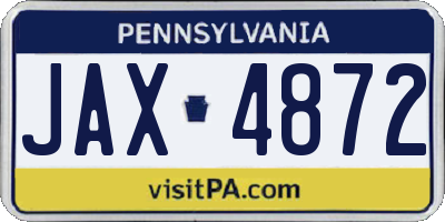 PA license plate JAX4872