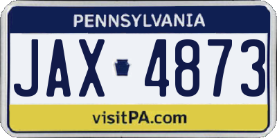 PA license plate JAX4873