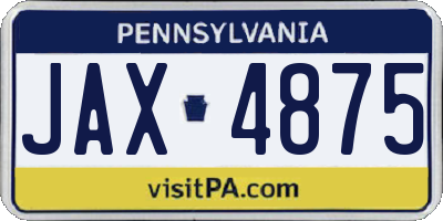 PA license plate JAX4875