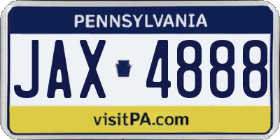 PA license plate JAX4888
