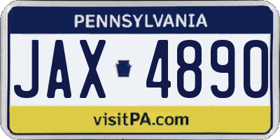 PA license plate JAX4890