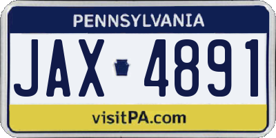 PA license plate JAX4891