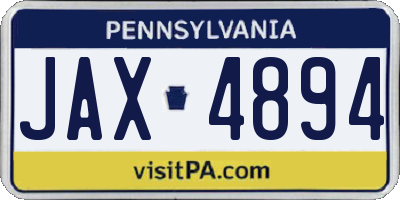 PA license plate JAX4894