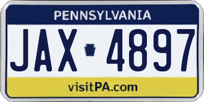 PA license plate JAX4897