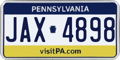 PA license plate JAX4898