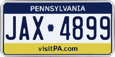PA license plate JAX4899